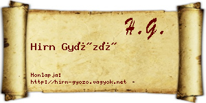 Hirn Győző névjegykártya